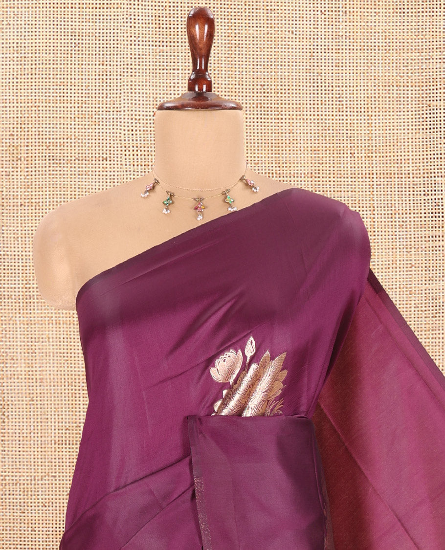 Borderless Purple Elite Soft Silk Saree