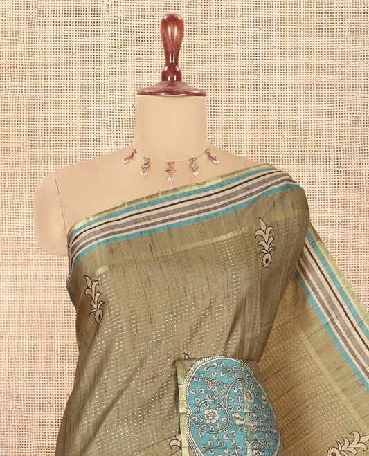 Khaki Fancy Tussar Saree