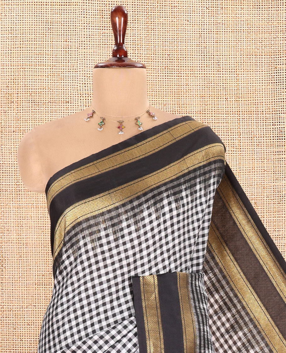 Black Chettinad-Style Soft Silk Saree
