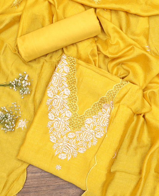 Yellow Material Chudidar Set