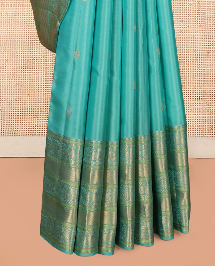 Blue Zari Buttas Vasundhara Lite Silk Mix Saree, a Zari Yaanai Border, Grand Pallu, Matching Blouse