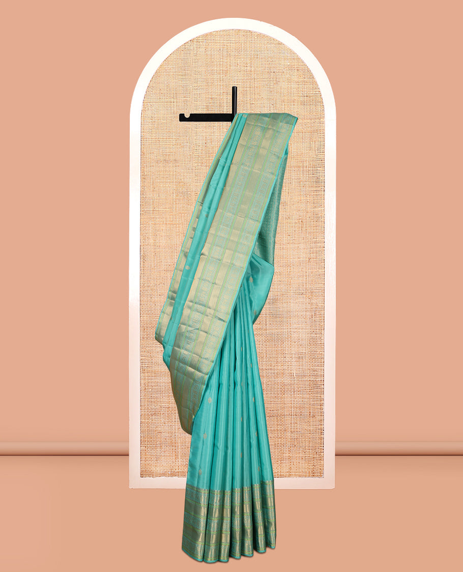 Blue Zari Buttas Vasundhara Lite Silk Mix Saree, a Zari Yaanai Border, Grand Pallu, Matching Blouse
