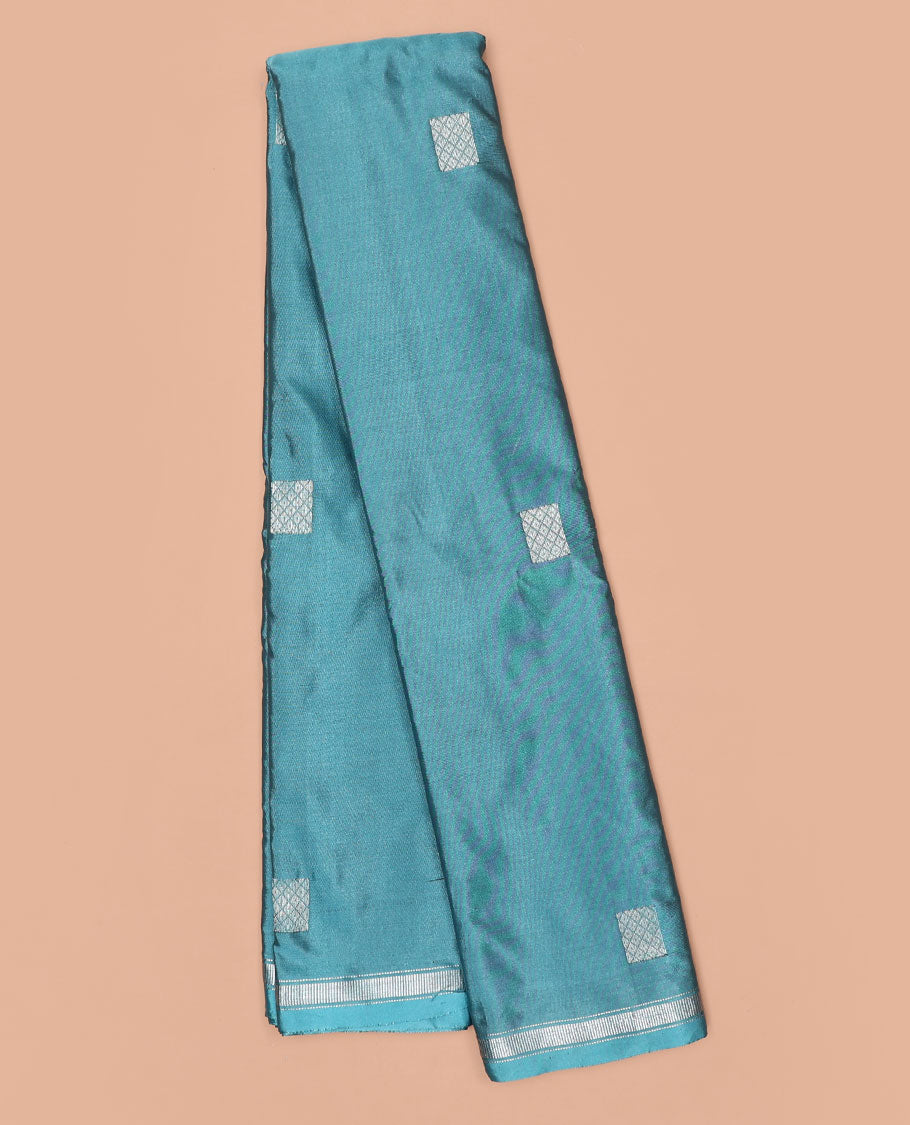 Blue aarani gift saree with buttas, zari design border & zari design pallu