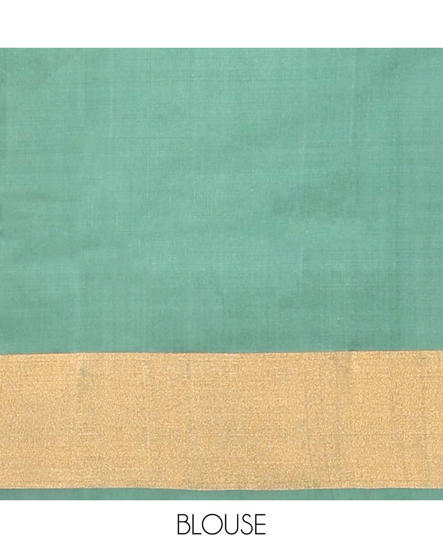 Green uppada silk saree with zari designs, contrast plain border & pallu of intricate designs