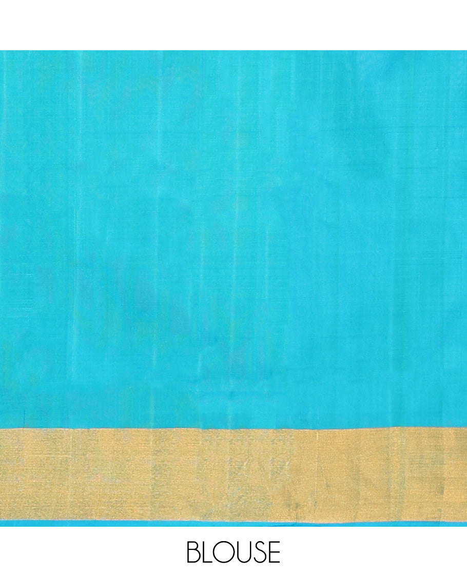 Cream uppada silk saree with buttas, contrast plain border & pallu of floral designs
