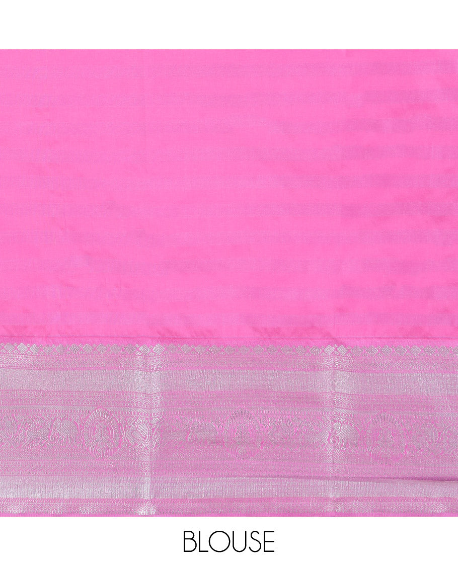 Blue zari buttas budget silk saree, contrast traditional zari design border & intricate pallu