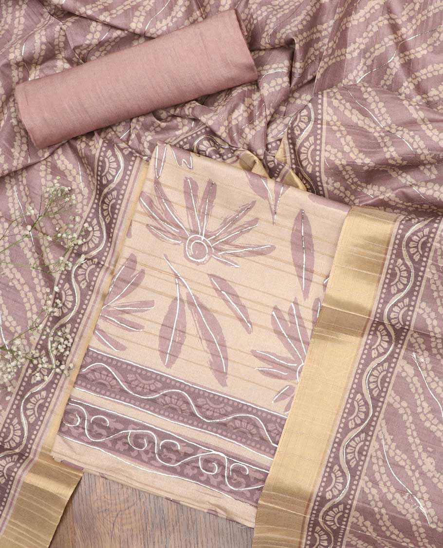 Sandal chudidhar material, floral printed synthetic top, plain bottom & floral printed dupatta