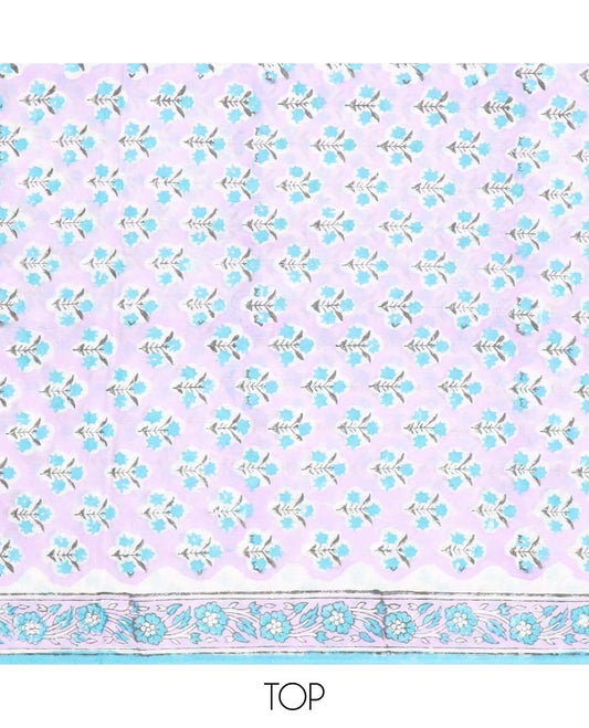 Lavender chudidhar material set, floral motifs printed cotton top, printed bottom & dupatta