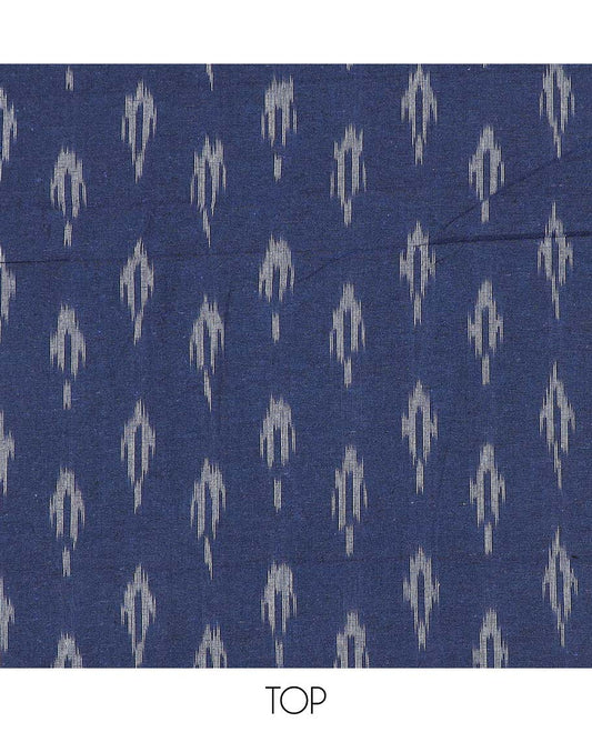 Blue chudidhar material set, ikkat print cotton top, contrast plain bottom & ikkat printed dupatta
