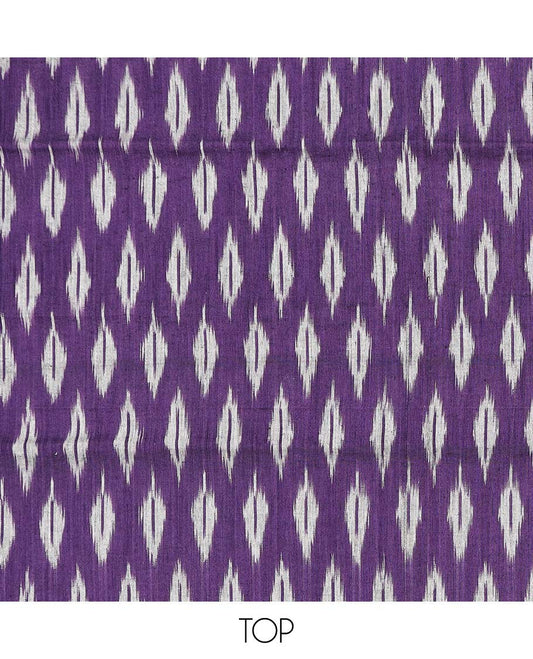 Purple chudidhar material set, zig-zag striped cotton top, contrast plain bottom & ikkat buttas dupatta