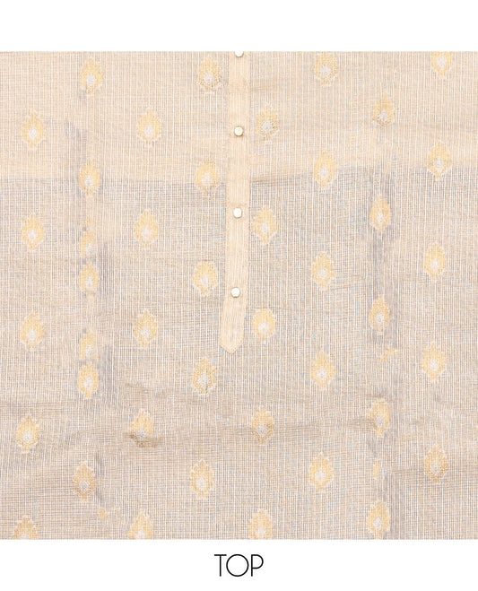 Sandal chudidhar material set, buttas & embroidery top, contrast plain bottom & floral printed dupatta