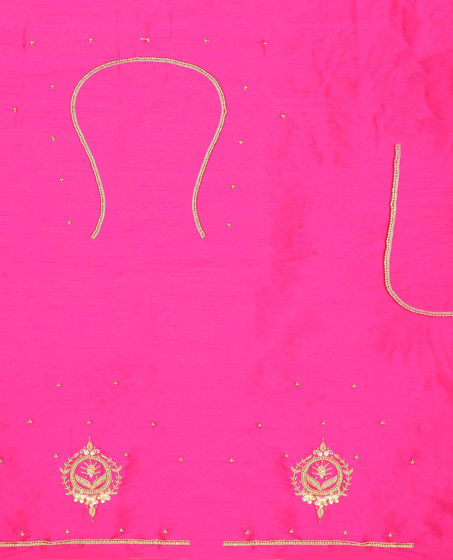 Pink paisley & floral aari embroidered material blouse
