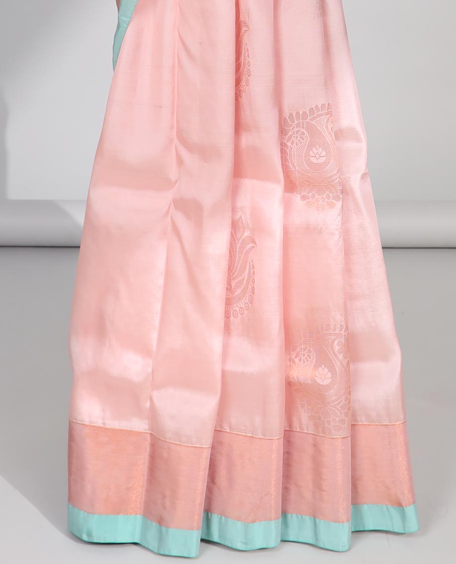 Cream zari buttas uppada saree, contrast plain border & pallu of intricate designs