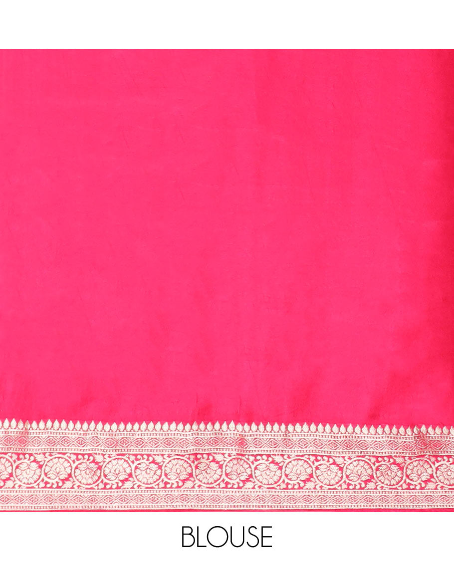 Blue floral & animal jacquard semi-banaras dola silk saree, floral & animal designs & chevron design pallu