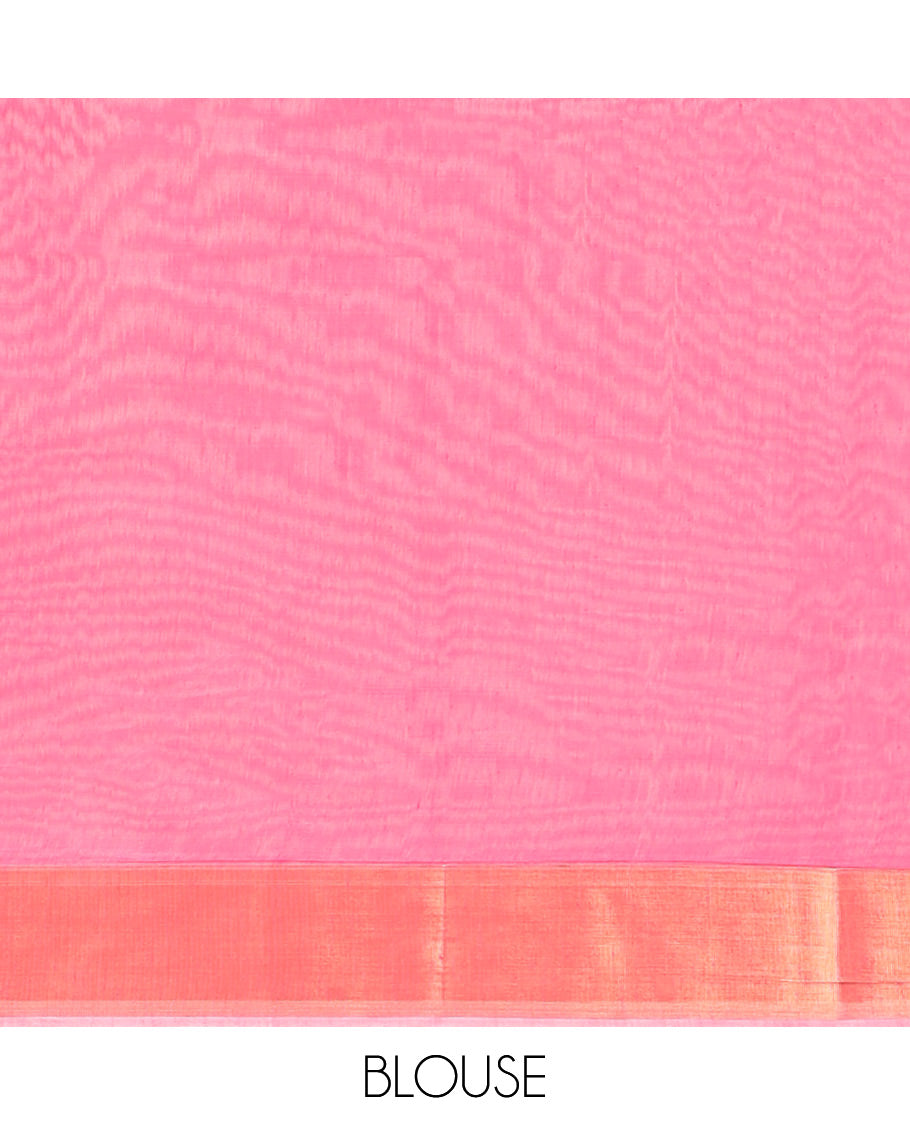Yellow jaal jacquard semi-silk cotton saree, zari border & contrast floral design pallu