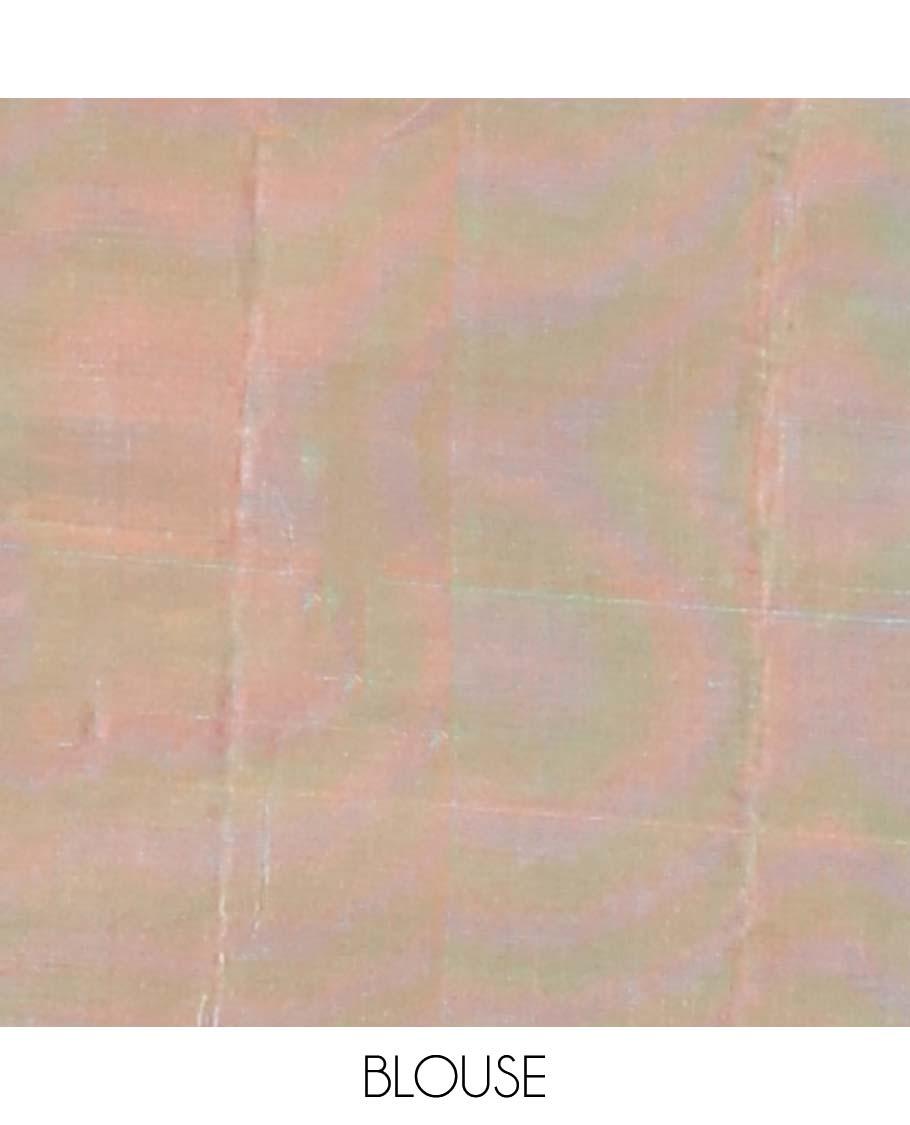 Orange buttas silk saree, tree motifs border & jaal design pallu