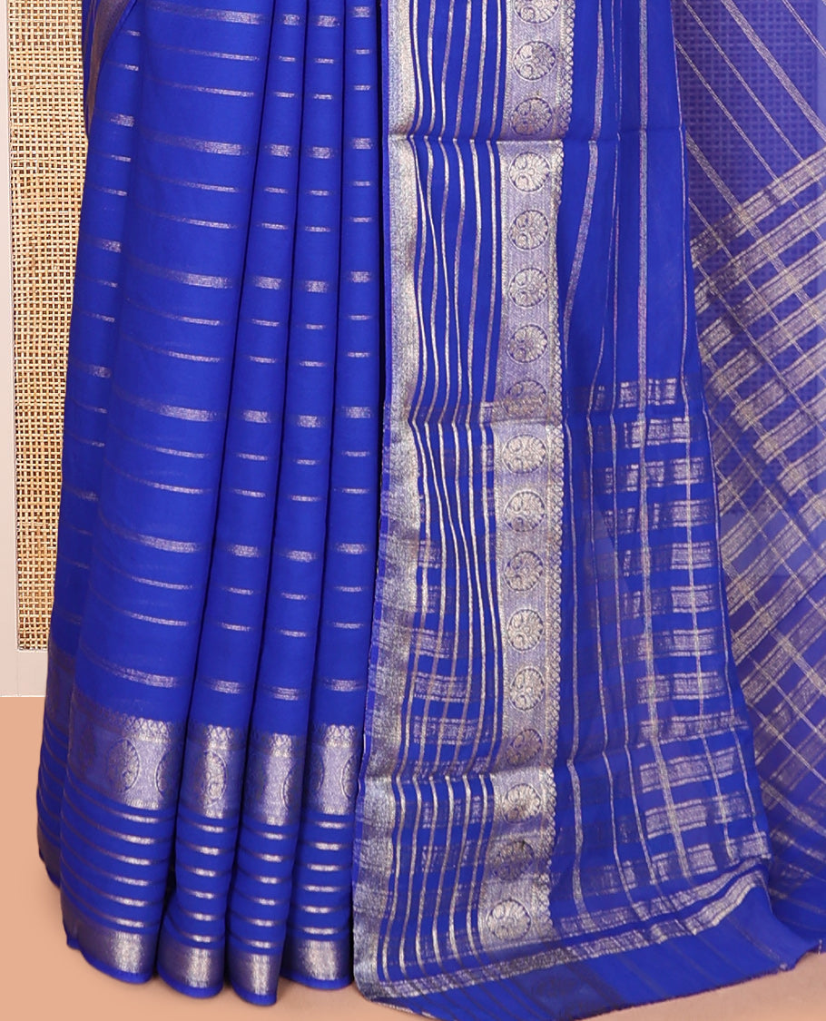 M.s. Blue Semi Mysore Silk Saree