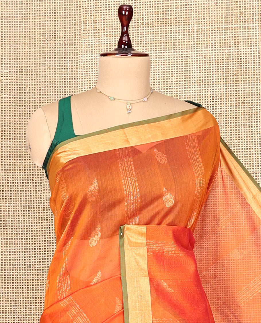 Orange Zari Design Silk Cotton Saree