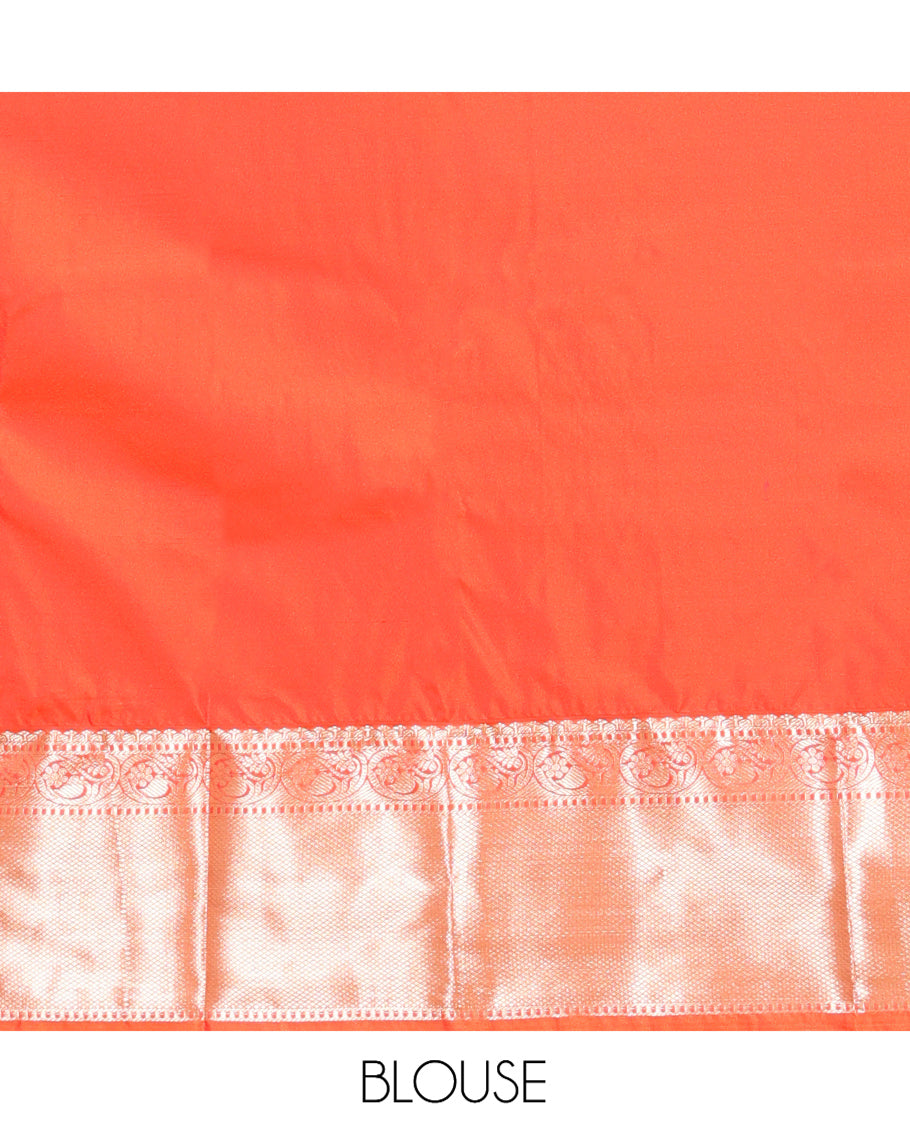 Black Budget Silk Saree, Bedecked with Zari Designs, Complemented by a Contrast Traditional Zari Border, Grand Jaal Pallu, and Contrast Blouse