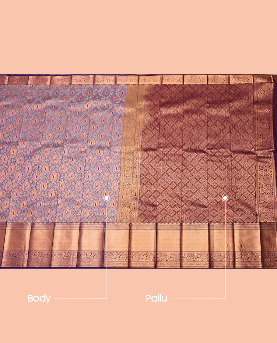 Blue Budget Silk Saree, Spotlighted with Jacquard, Complemented by Contrast Traditional Zari Border, Intricate Pallu, and a Contrast Blouse