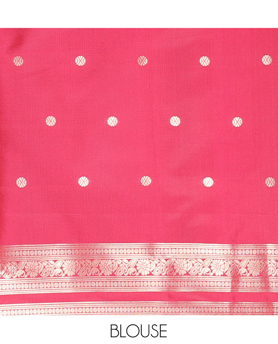 Dusky Mauve Elite Soft Silksaree Features Buttas, Contrast Rettai Pettu Border, Paisley Pallu, Contrast Blouse