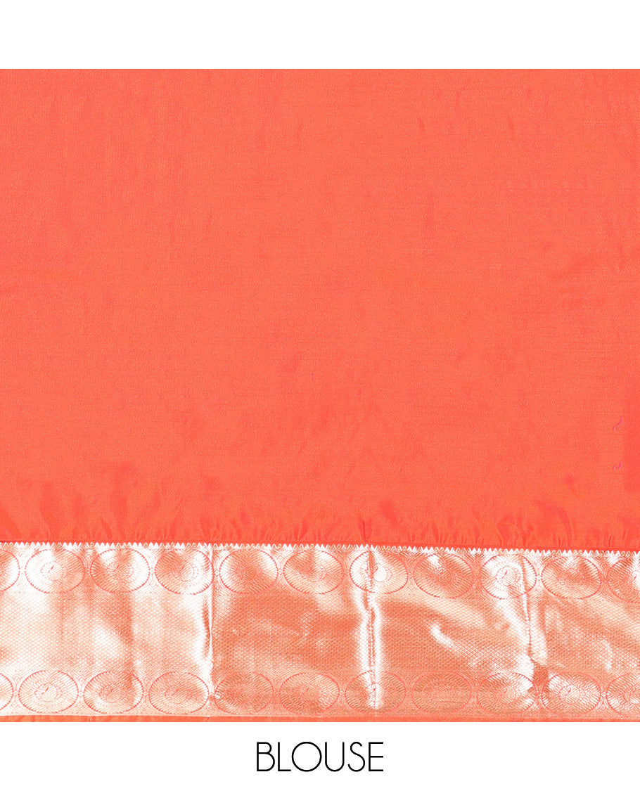 Violet Budget Silk Saree, Artfully Detailed with Zari Buttas, Complemented by a Contrast Traditional Border, Grand Jaal Pallu, and a Contrast Blouse