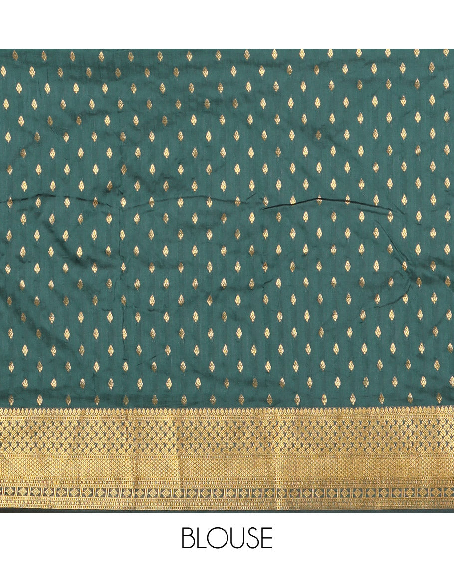 Bottle Green Art Silk Saree, Mesmerized with Zari Buttas, Traditional Border, Intricate Pallu, a Matching Blouse