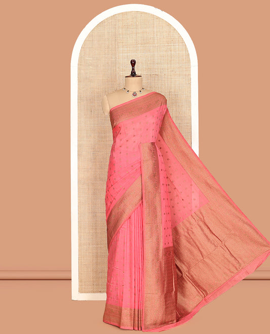 Peach Fancy Crepe Saree