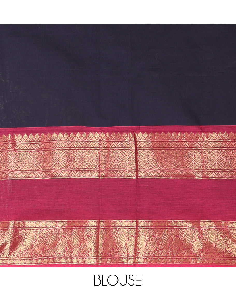 Black Semi-Katan Silk Saree