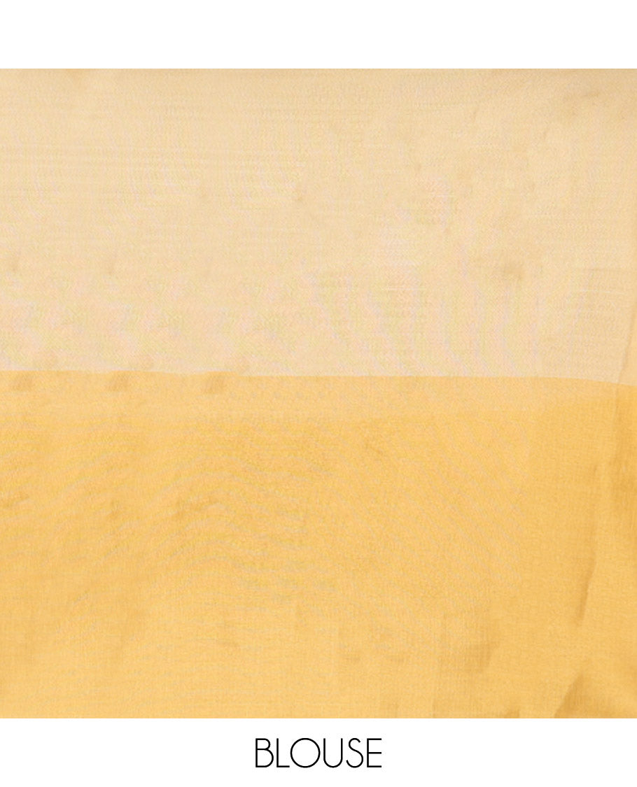 Borderless Yellow Plain Tissue Saree, a Self-Pallu with Tassels, and a Matching Blouse