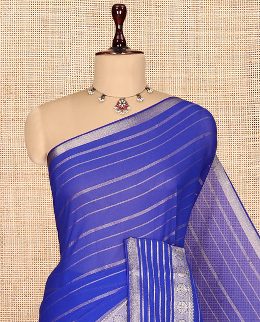 M.s. Blue Semi Mysore Silk Saree