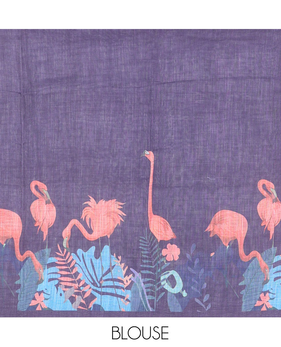 Lavender Plain Linen Cotton Saree