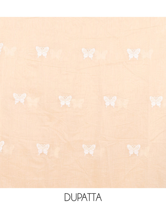 Chikku Chanderi Chanderi Material Chudidar, Butterfly Embroidery Top, Matching Blouse, Scallop Dupatta