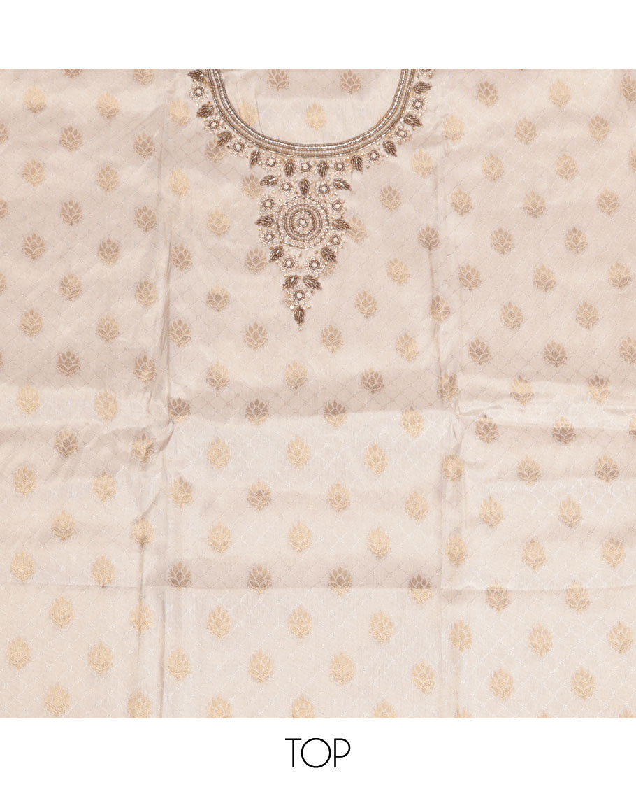 Cream Tissue Material Chudidar Set