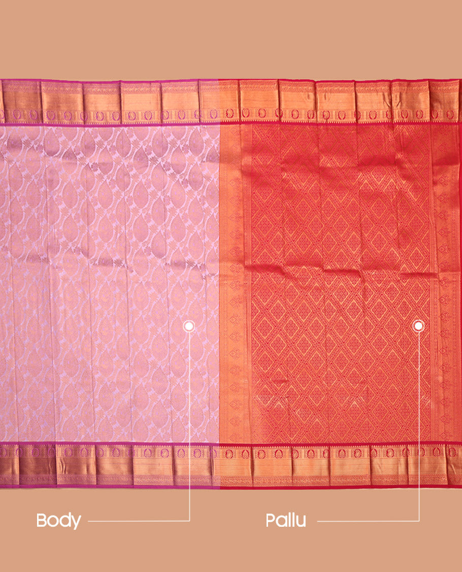Pink Budget Silk Saree, Subtly Enriched with Jacquard Design, Complemented by Contrast Traditional Zari Border, Grand Pallu and a Contrast Blouse