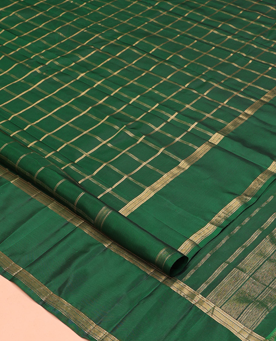Dark Green Vasundhara Lite Silk Mix Saree