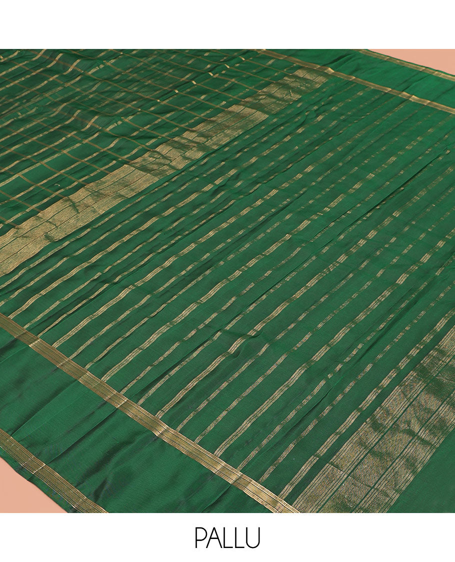 Dark Green Vasundhara Lite Silk Mix Saree