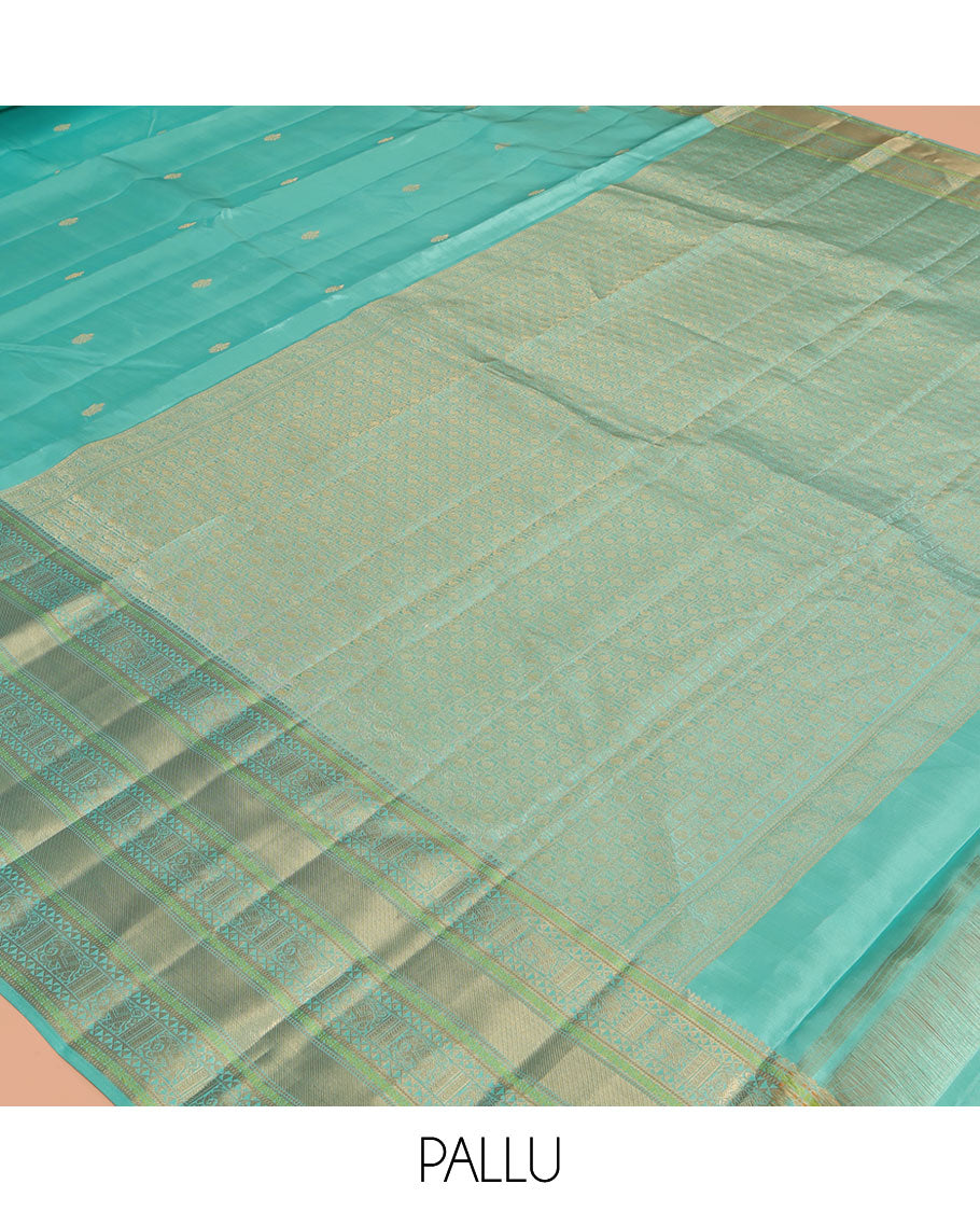 Blue Zari Buttas Vasundhara Lite Silk Mix Saree, a Zari Yaanai Border, Grand Pallu, Matching Blouse
