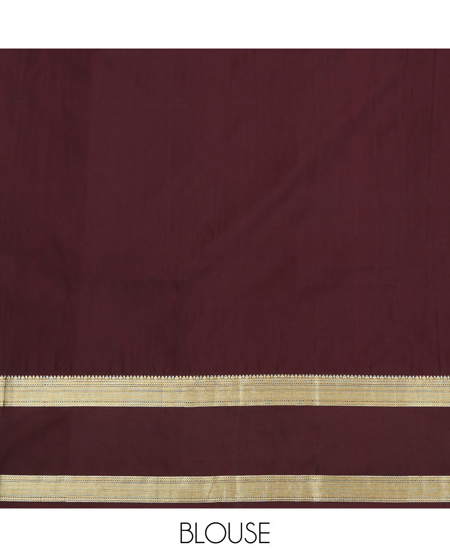 Pink Budget Silk Saree, Gleamed Up with Zari Buttas All Over Its Body, Complemented by a Contrast Traditional Zari Design Woven Rettai Pettu Border, Majestically Detailed Pallu of Jaal Designs, and Paired with a Contrast Blouse