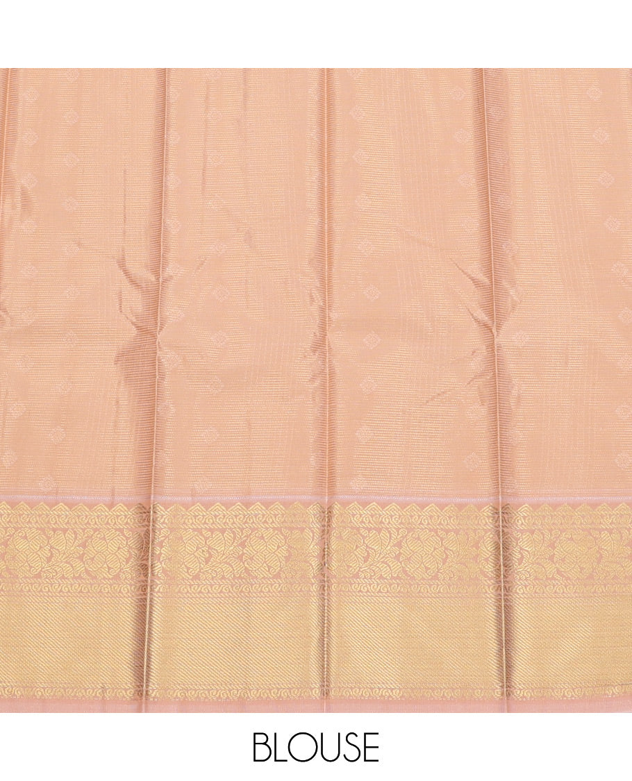 Pink Budget Silk Saree, Gracefully Embellished with Zari Buttas and Checks, Complemented by a Contrast Traditional Zari Border, Jaal Pallu, and Contrast Blouse