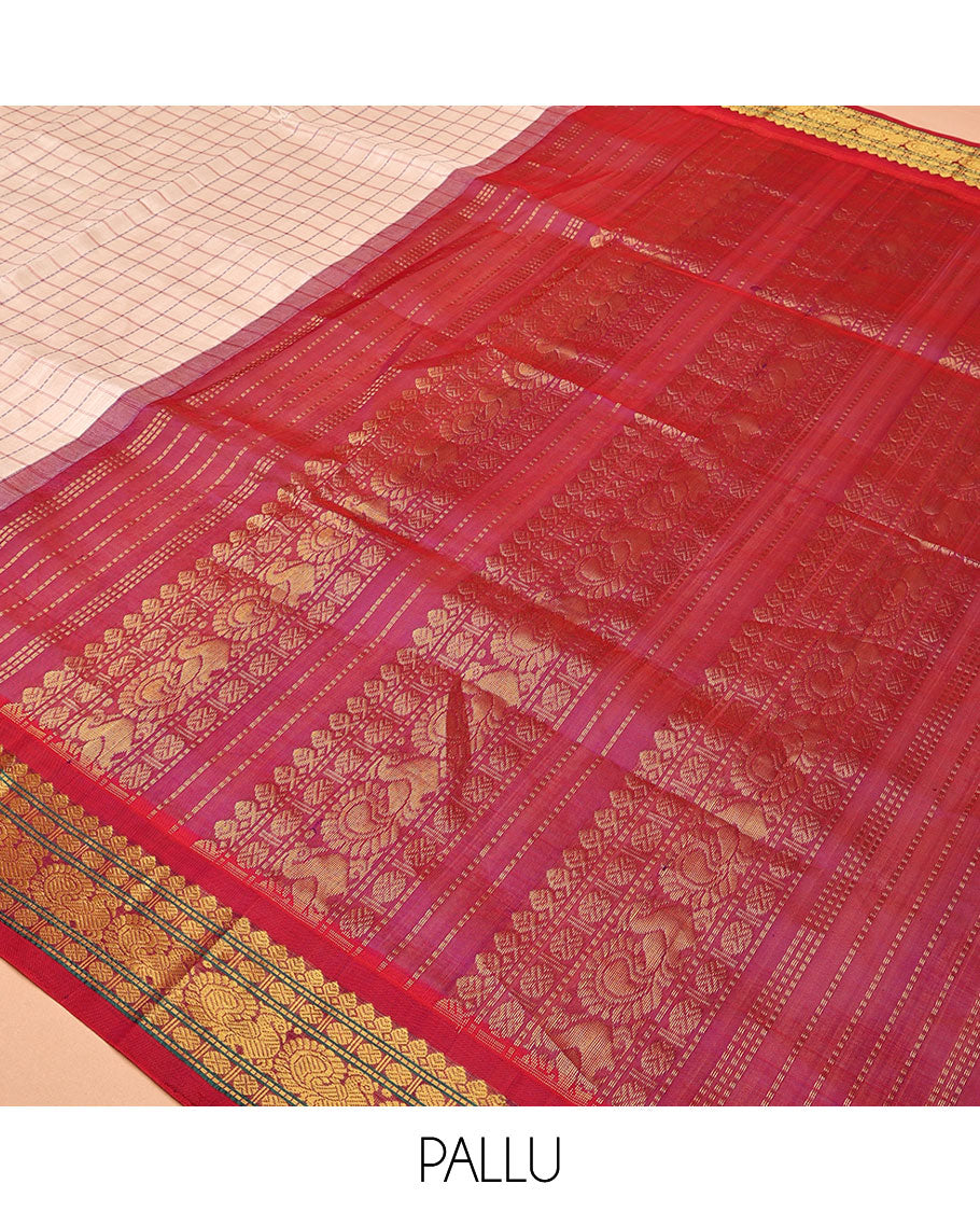 Cream Kuppadam Silk Saree