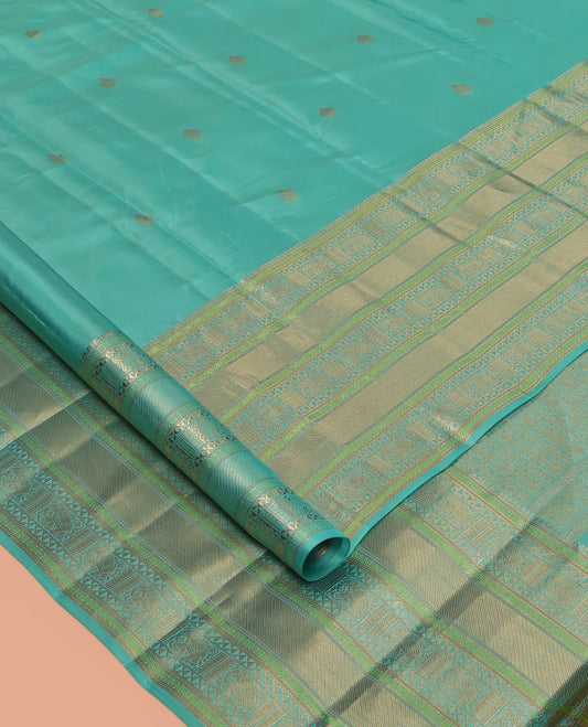 Blue Zari Buttas Vasundhara Lite Silk Mix Saree, a Zari Yaanai Border, Grand Pallu, Matching Blouse