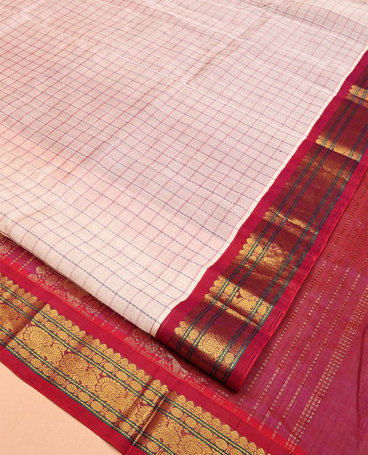Cream Kuppadam Silk Saree