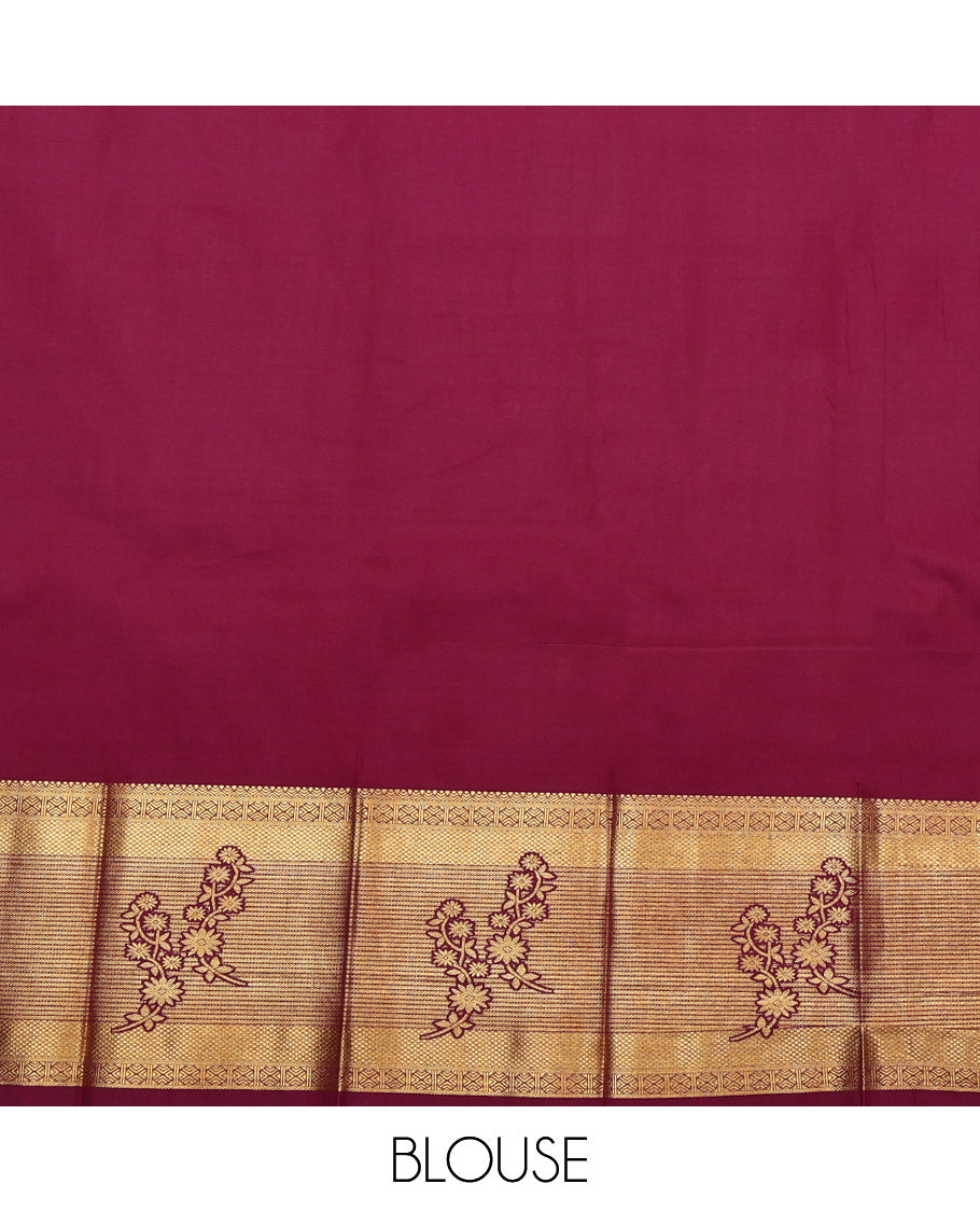 Blue Budget Silk Saree, Detailed with Zari Buttas, a Contrast Traditional Zari Border, Intricate Pallu, and a Contrast Blouse