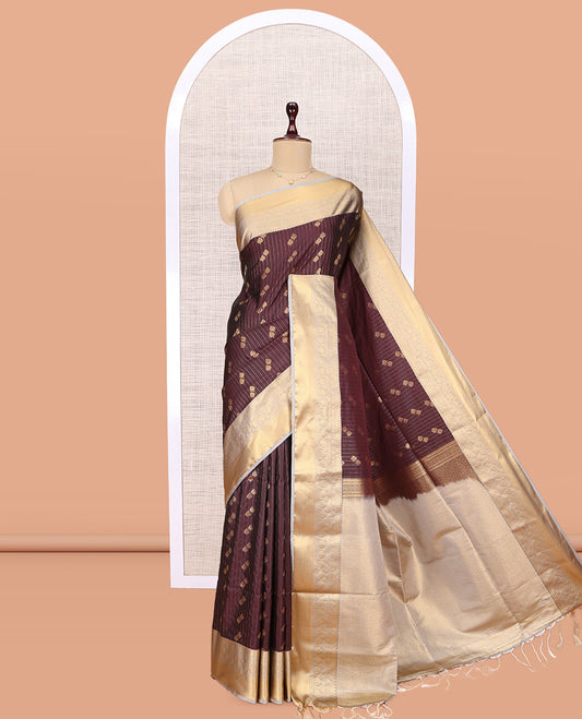 Maroon Traditional Stripes Budget Silk Saree
