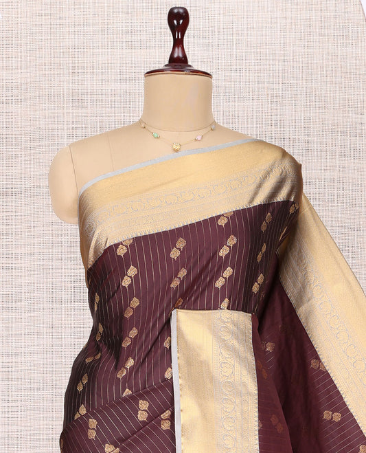 Maroon Traditional Stripes Budget Silk Saree