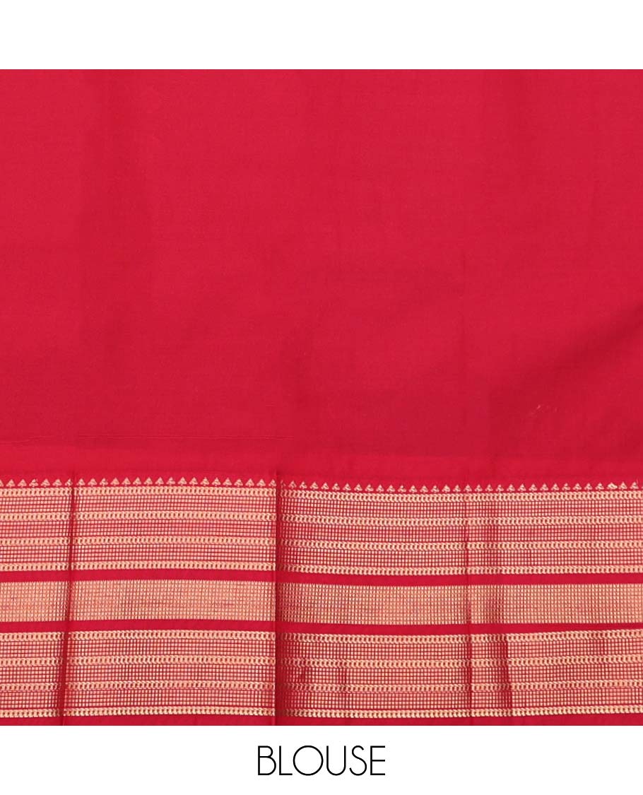 Blue Budget Silk Saree, Elevated with Zari Buttas and Stripes All Over Its Body, Complemented by Captivating Contrast Traditional Zari Designs Woven Border, Grand Jaal Pallu and Paired with a Contrast Blouse