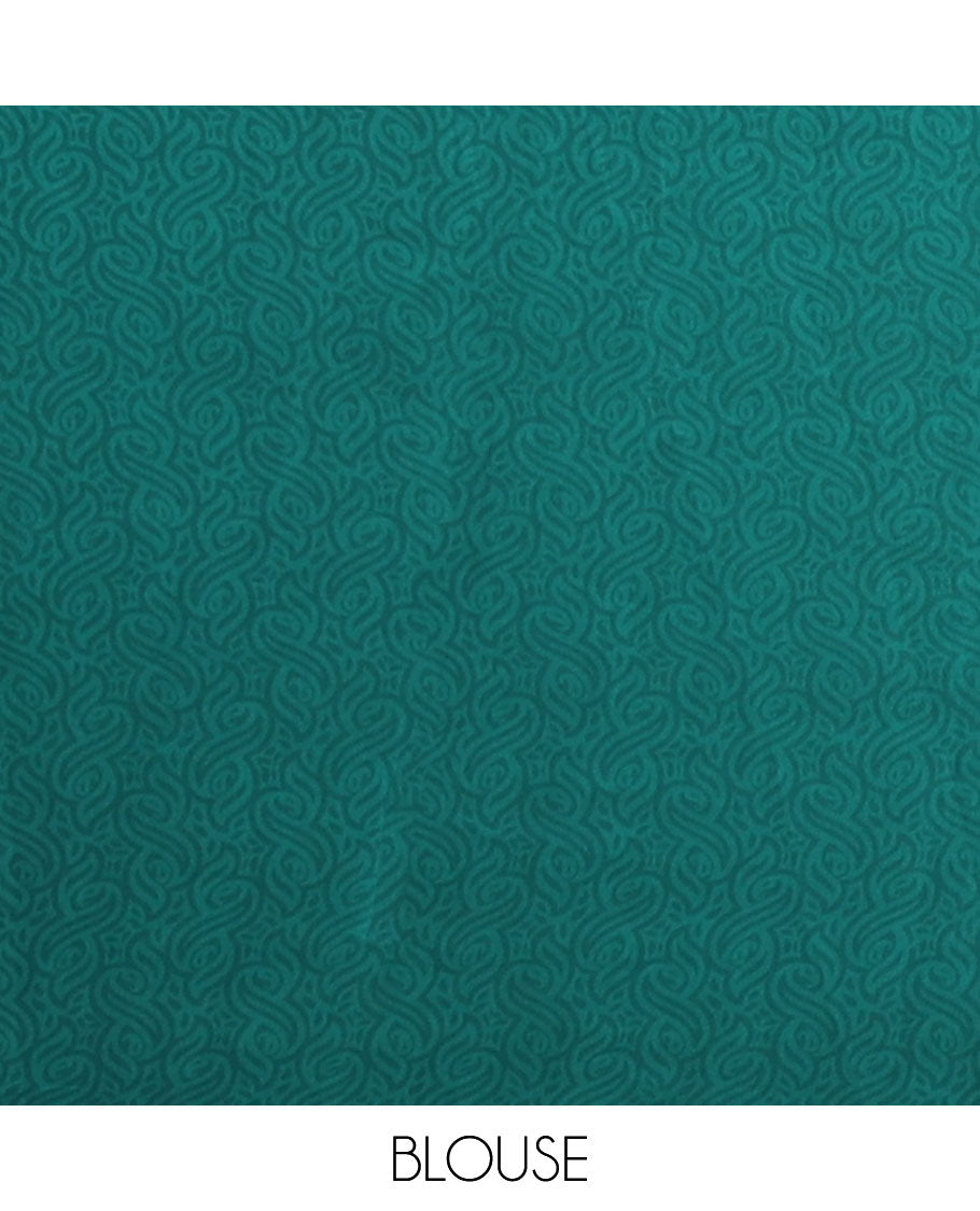 Blue plain crepe saree adorned with contrast printed border featuring geometric motifs, floral and paisley vine design