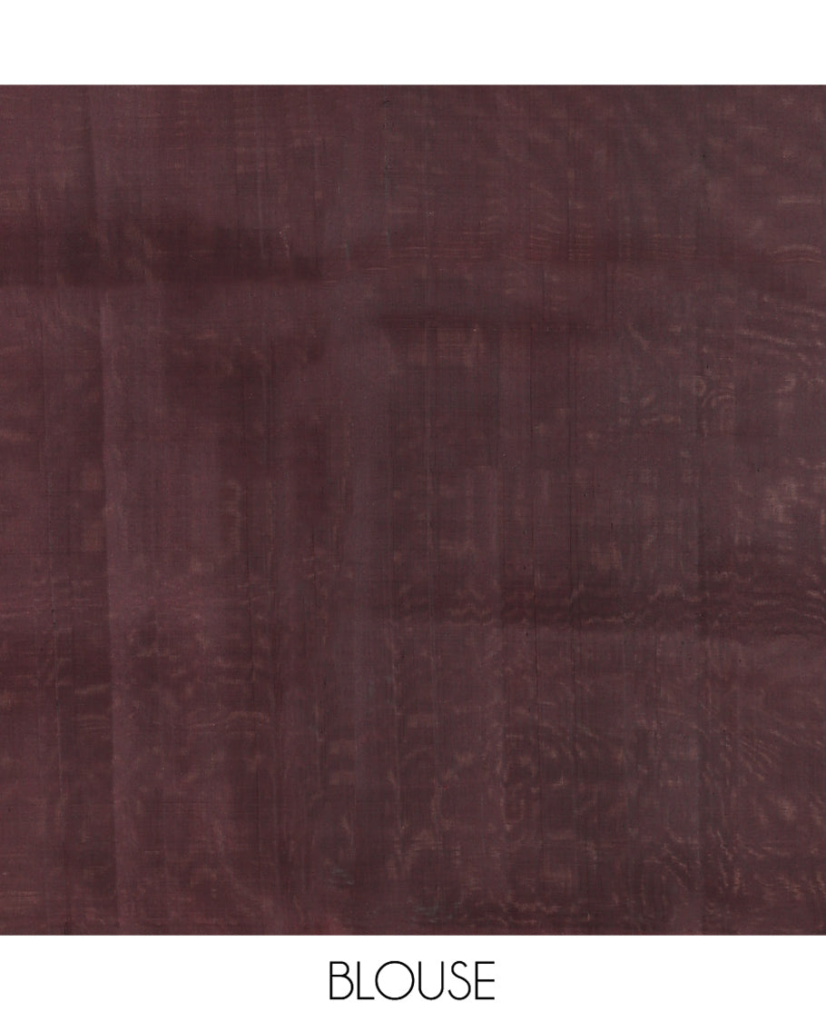 Light Brown Mayuri Lite Silk Mix Saree, Woven with Zari Buttas on Its Body, Complemented by a Contrast Border,  a Contrast Pallu of Intricate Designs, and Paired with a Contrast Blouse