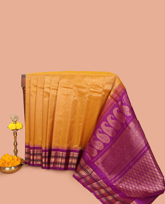 Yellow Gadwal Silk Mix Saree
